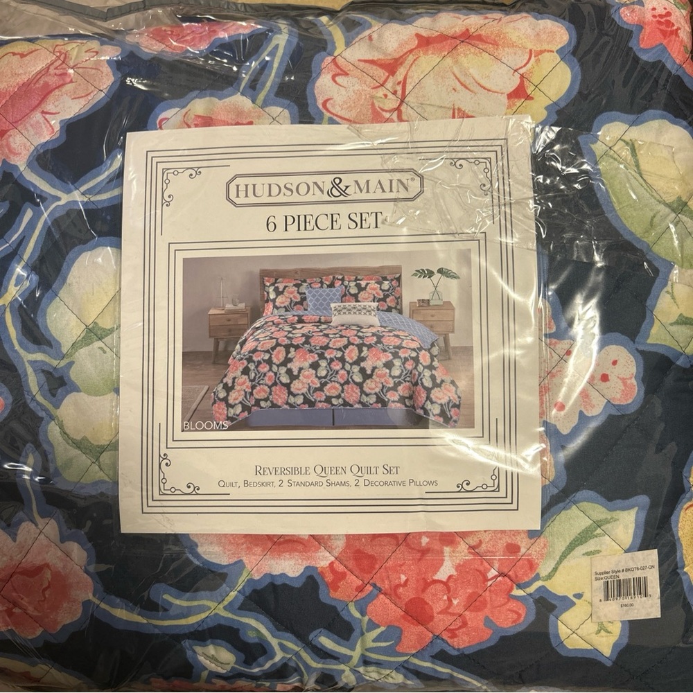 Hudson & Main Reversible Queen Quilt Set 6 Piece Floral